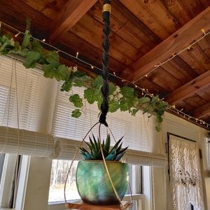 Double Brass Hoops Spiral Plant Hanger